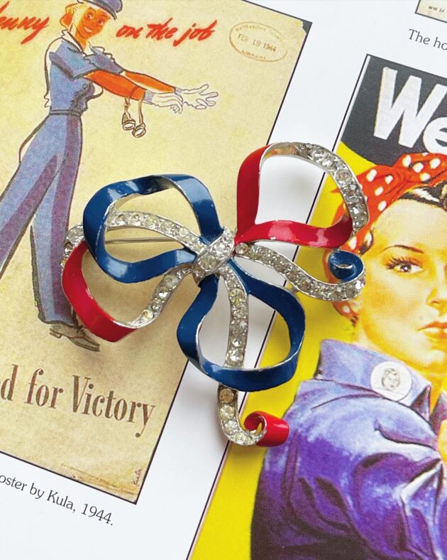 Trifari Patriotic Bow Brooch 