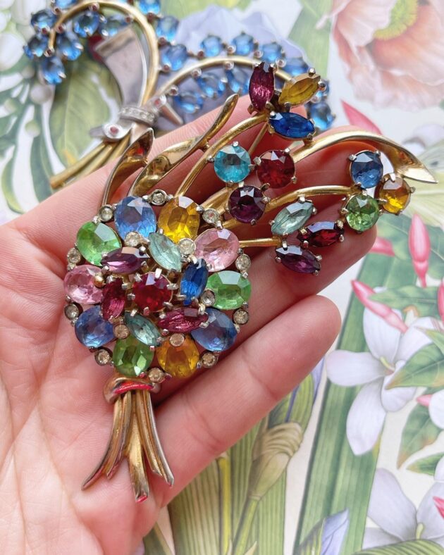 Huge Harlequin Coro Flower Brooch