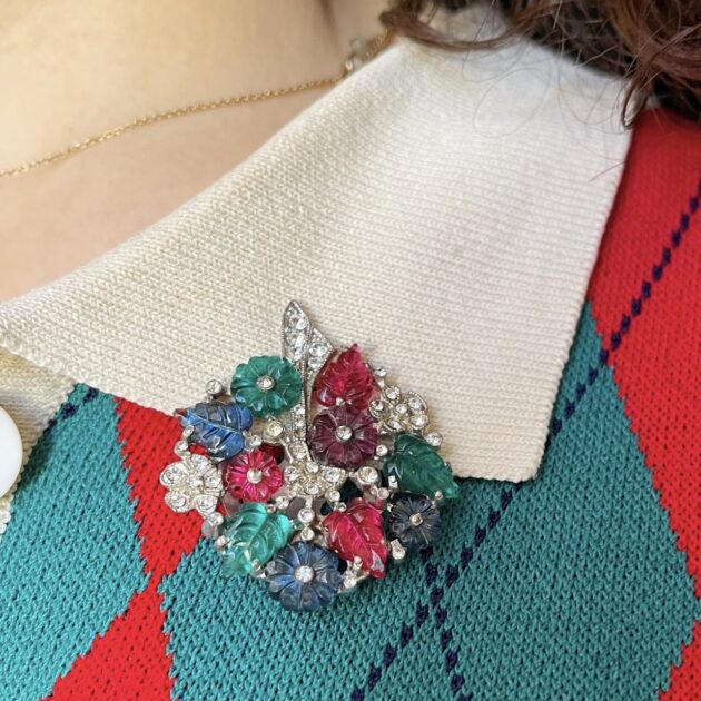Tutti Frutti Molded Glass Clip brooch